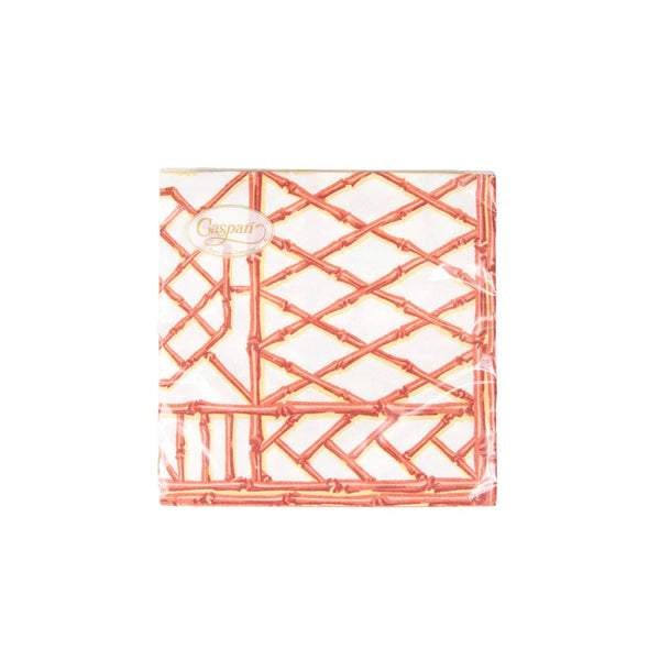 Cocktail Paper Linen Napkins - Bamboo Screen Coral