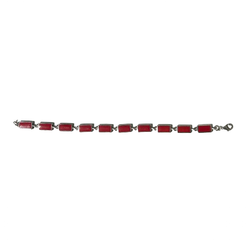 Sterling Silver & Red Bracelet