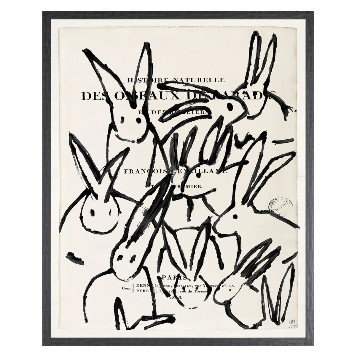 Large Parisienne Page Black Bunny Print