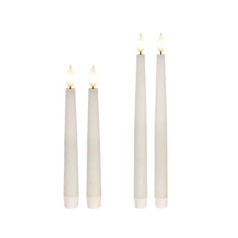 LED White Taper Candles - Set of 2 (2 sizes)