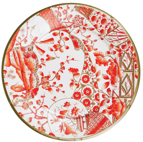 Gilded Porcelain Coral Paper Dinner Plates