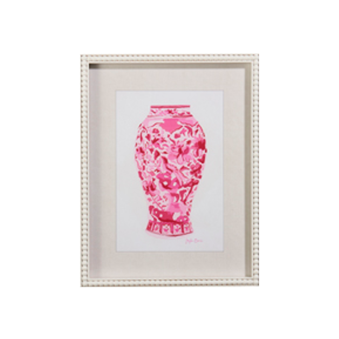 Pink Chinoiserie Jar Framed Wall Art 