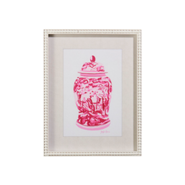 Pink Chinoiserie Jar Framed Wall Art 