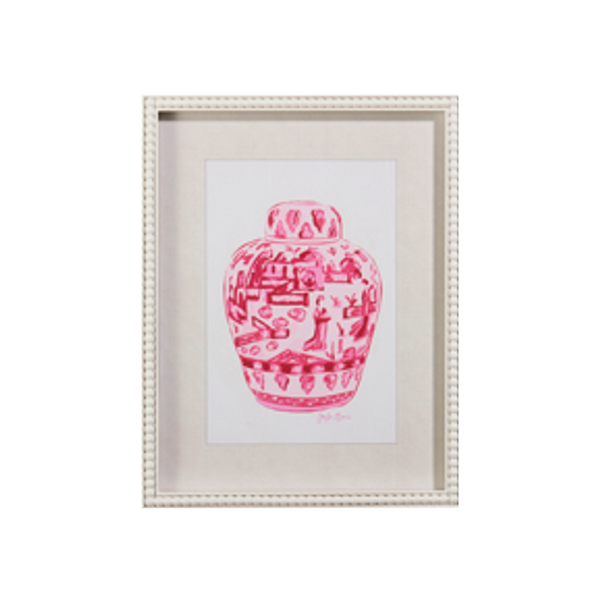 Pink Chinoiserie Jar Framed Wall Art