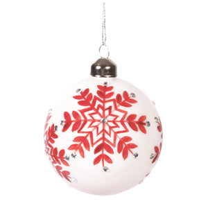 Red Snowflake Glass Ball Ornament