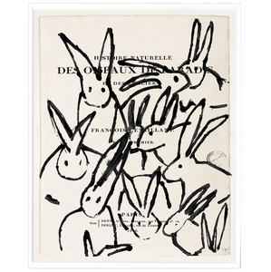 Large Parisienne Page Black Bunny Print - White Frame