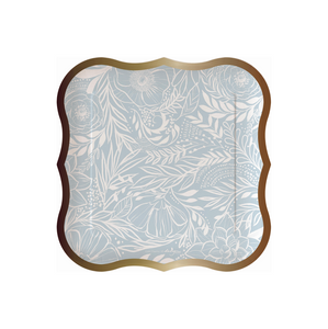 Something Blue Blossoms Scalloped Dessert Paper Plates