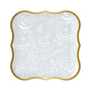 Something Blue Blossoms Scalloped Luncheon Paper Plates