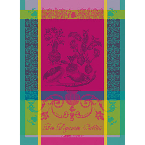 Legumes Oublies Fuchsia Garnier Thiebaut French Tea Towel