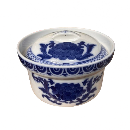 Vintage Blue & White Covered Pot