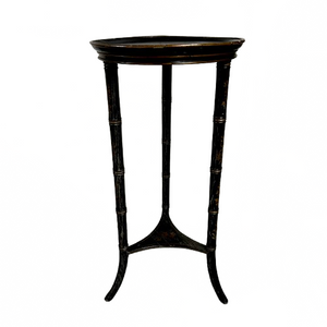 Vintage Regency Style Faux Bamboo Ebonized and Side Table