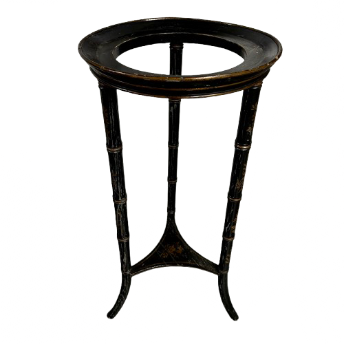 Vintage Regency Style Faux Bamboo Ebonized and Side Table