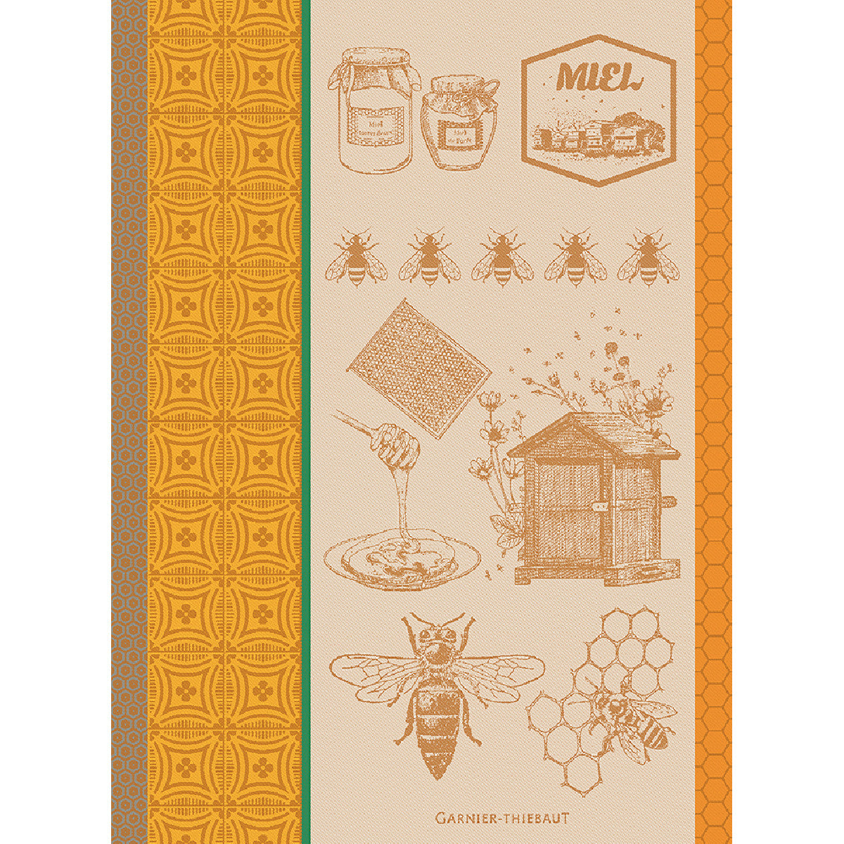 Miel Et Abeilles Ocre Garnier Thiebaut French Tea Towel