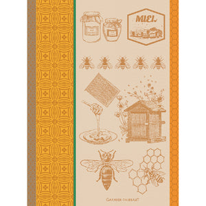 Miel Et Abeilles Ocre Garnier Thiebaut French Tea Towel