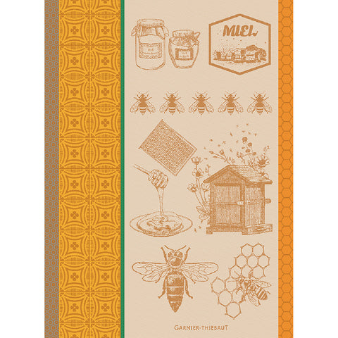 Miel Et Abeilles Ocre Garnier Thiebaut French Tea Towel