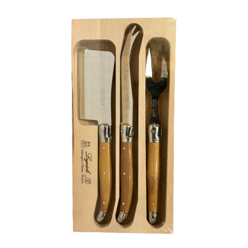 Olive Wood Laguiole Cheese Set With Fork