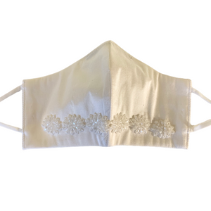 Ladies Ivory Silk With Embroidery Face Mask