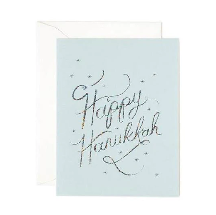 Silver Happy Hanukkah Card