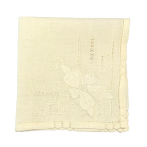 Vintage Ivory Hankie With Embroidery