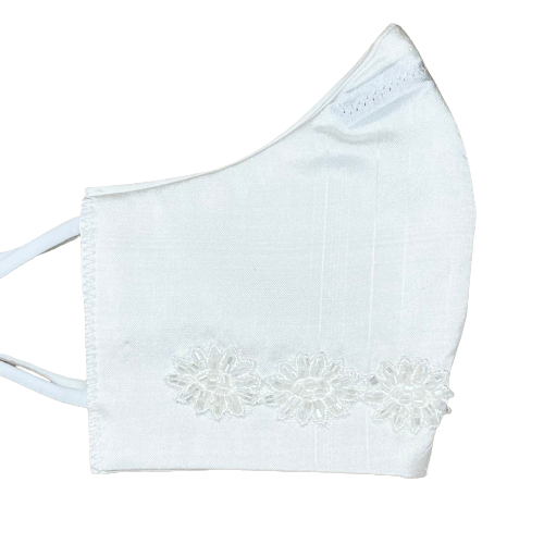 Ladies Ivory Silk With Embroidery Face Mask